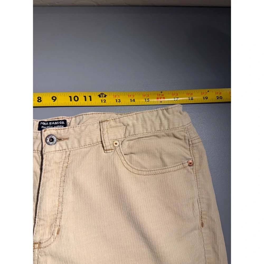 Polo Jeans Co Ralph Lauren Mens Corduroy Pants Tan Beige Hemmed‎ 33x29.5